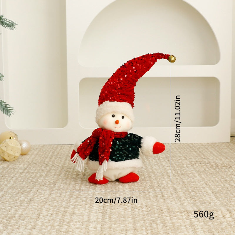 Standalone Christmas Standing Stretch Dolls, Hotel Window Display Snowman Reindeer Plush Toys Decorations