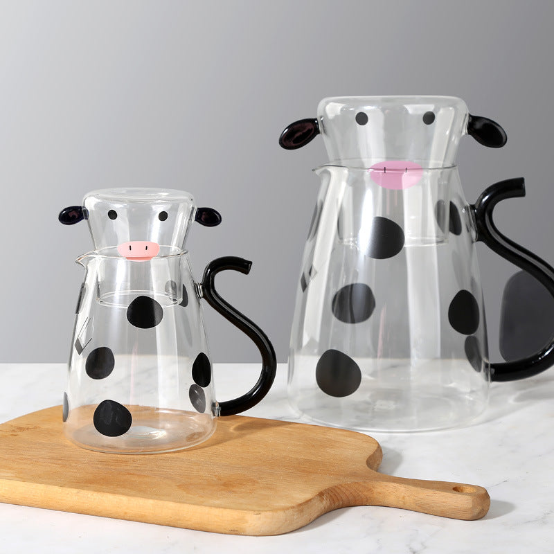 Cavira cartoon glass water jug and pitcher set with 500ml and 1800ml capacity, ideal for cold drinks at home or dining table