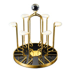 Cavira rotating inverted glass holder and drainer rack with carbon steel construction, hanging wine glass storage for kitchen or bar