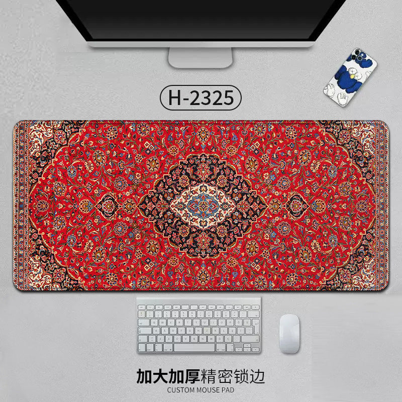Large Persian-style office mouse pad with natural rubber backing, anti-slip desk mat suitable for laptops, gaming, and office use.