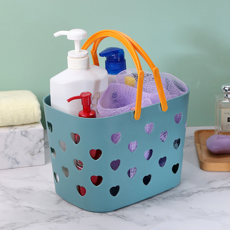 Portable Cavira hollow bath and storage basket made of PP plastic, shown in four colors, ideal for bathroom toiletries and laundry.
