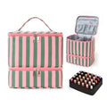 eprolo 30-compartment nail polish organizer bag with double layers for manicure supplies and essential oils storage.