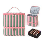 eprolo 30-compartment nail polish organizer bag with double layers for manicure supplies and essential oils storage.