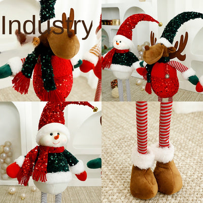 Standalone Christmas Standing Stretch Dolls, Hotel Window Display Snowman Reindeer Plush Toys Decorations