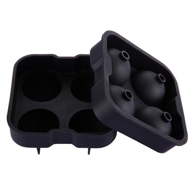 Cavira 4-cavity silicone ice ball mold making four 4.5cm large ice spheres, leak-free tray for whiskey, cocktails, and home bar use