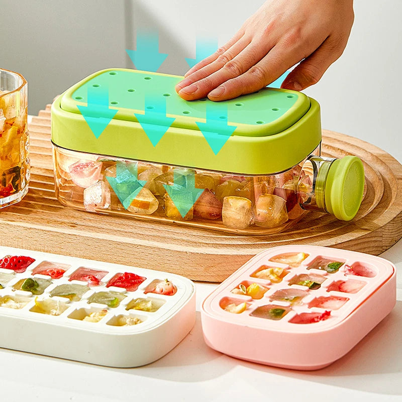 Cavira 2-in-1 ice cube maker bottle with lid and straw, portable press ice tray kettle for home, office, and travel use