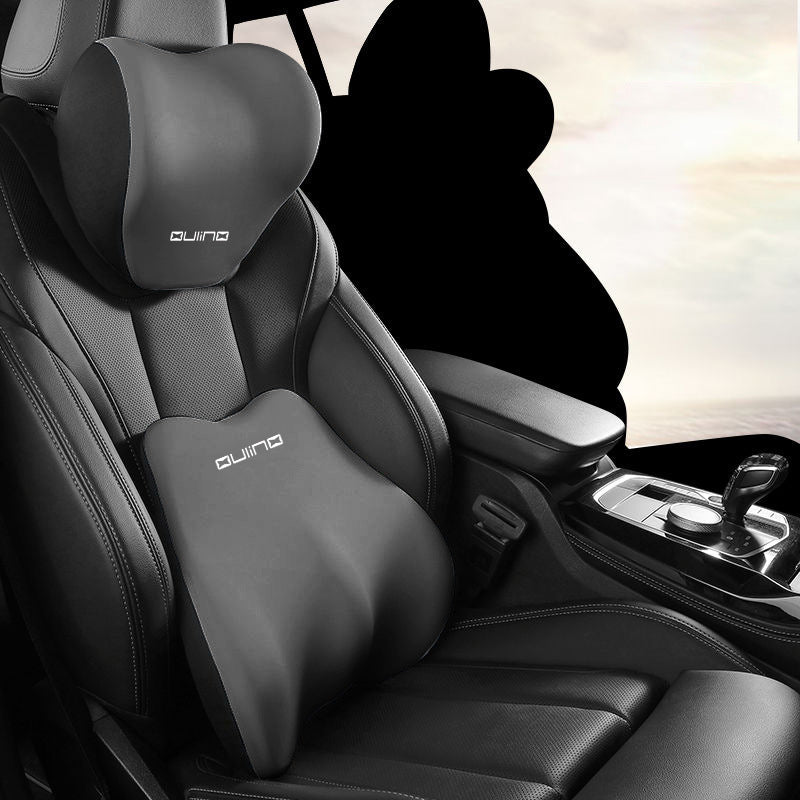Cavira memory foam car headrest and lumbar support set with cow milk silk neck pillow and waist cushion for all seasons.