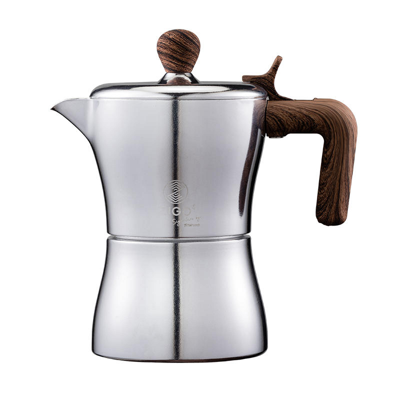 Cavira Moka Pot stovetop espresso maker in vibrant colors, stainless steel body, compatible with gas, electric, and induction stovetops.