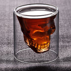 Cavira double wall skull glass made of borosilicate glass, suitable for whiskey, beer, and cocktails, with a creative skull design.