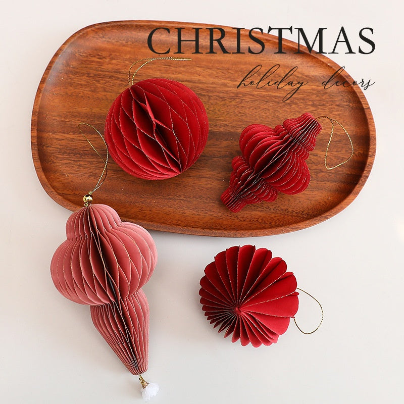 New Christmas Decorative Origami Christmas Tree Honeycomb Ball Ornament Creative Snowflake Angel INS Hanging Decoration eprolo