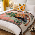 Cavira artistic knitted cotton acrylic throw blanket with colorful designs, perfect for sofa, camping, picnic, or nap use.