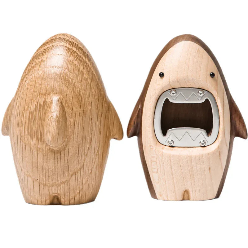 Wooden Shark Bottle Opener - Handcrafted Desktop Decor & Beer Opener Gift - Cavira
