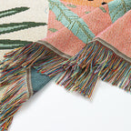 Cavira artistic print knitted cotton acrylic throw blanket with colorful designs for sofa, camping, picnic, or napping.