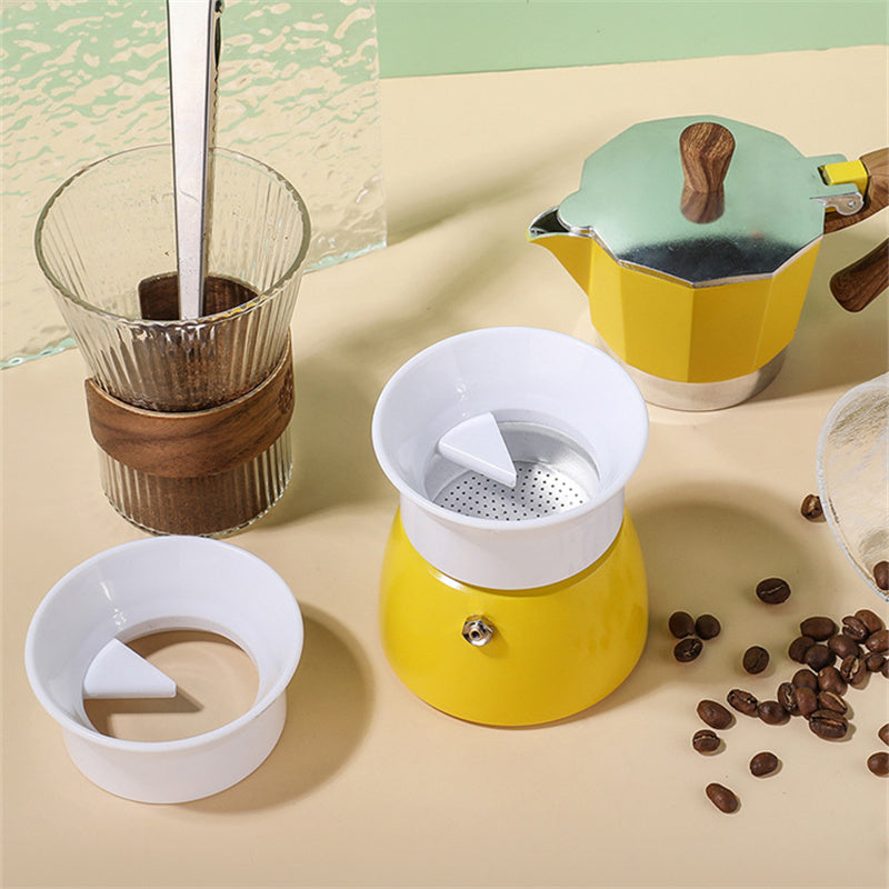 Cavira moka pot coffee dosing funnel and powder ring for 3-6 cup espresso, mess-free grounds dispenser, home barista accessory