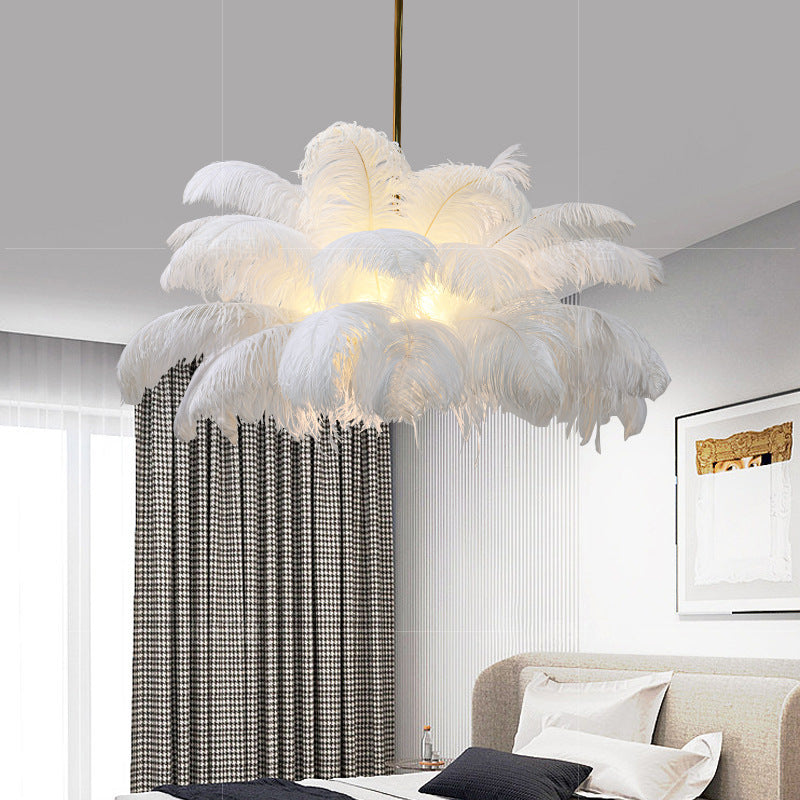 Modern Feather Pendant Ceiling Light – Luxury Bedroom & Living Room Hanging Lamp