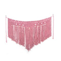 Pink bohemian cotton woven wall tapestry by Cavira featuring basket weave design, ideal for bedroom decor, sofa background, or wedding decoration.