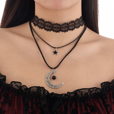 Palace style Lolita lace necklace retro multi-layer collarbone chain for women
