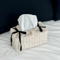 Modern Decorative Fabric Tissue Box Cover – Living Room & Bathroom Organizer White