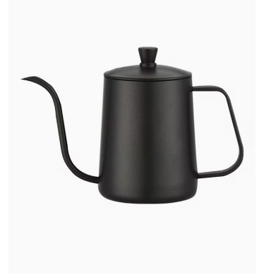 Black Cavira gooseneck pour-over kettle with 600ml capacity, precision drip spout, stovetop and induction compatible.
