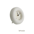 Vintage Iron Desk Clock by Cavira, 18x18cm, retro industrial style in white and black, battery-powered for bedroom, living room, or study.