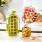 Cavira 2-in-1 ice cube maker bottle with lid and straw, portable press ice tray kettle for home, office, and travel use
