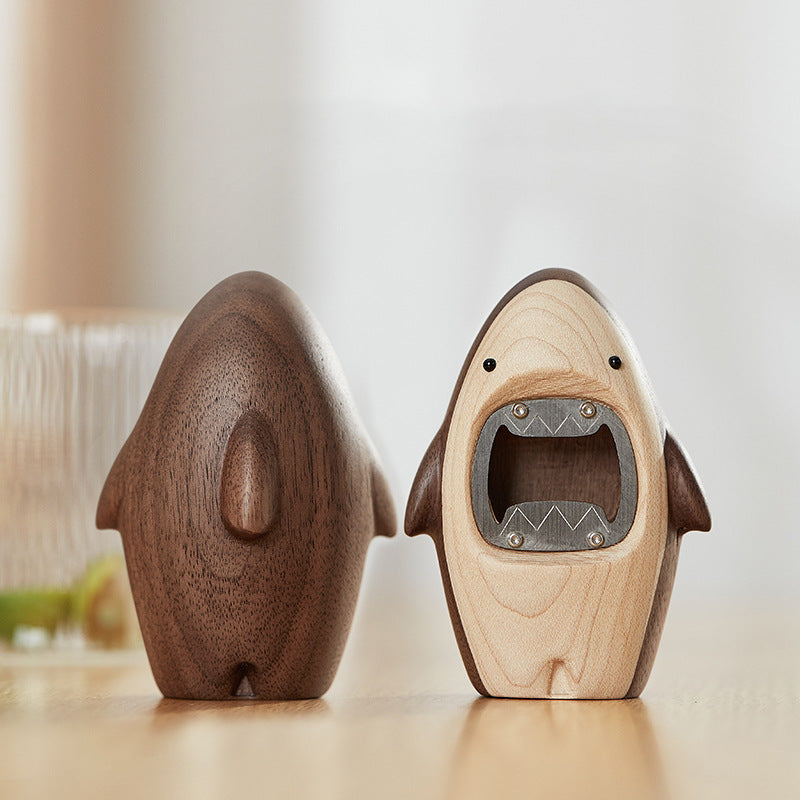 Wooden Shark Bottle Opener - Handcrafted Desktop Decor & Beer Opener Gift - Cavira