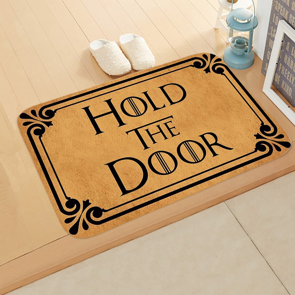 Printed flannel doormat by Cavira featuring colorful patterns, anti-slip backing, suitable for entrance, hallway, kitchen, or bedroom.