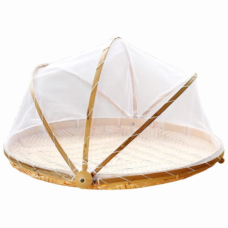 Handmade bamboo basket by Cavira, natural woven tray for bread, fruit, and serving on kitchen or dining table.