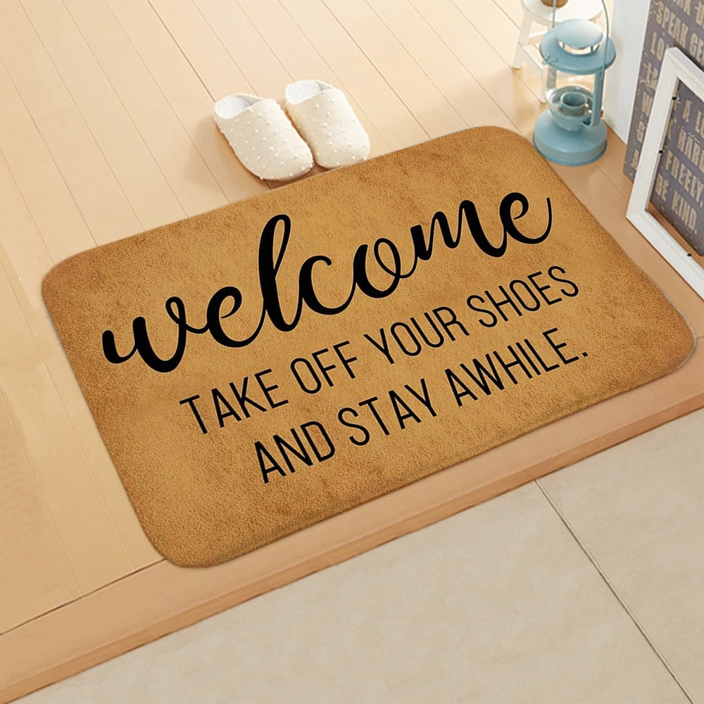 Printed Cavira flannel doormat and anti-slip floor mat with patterned design, 40x60cm for entrance, hallway, kitchen, or bedroom.