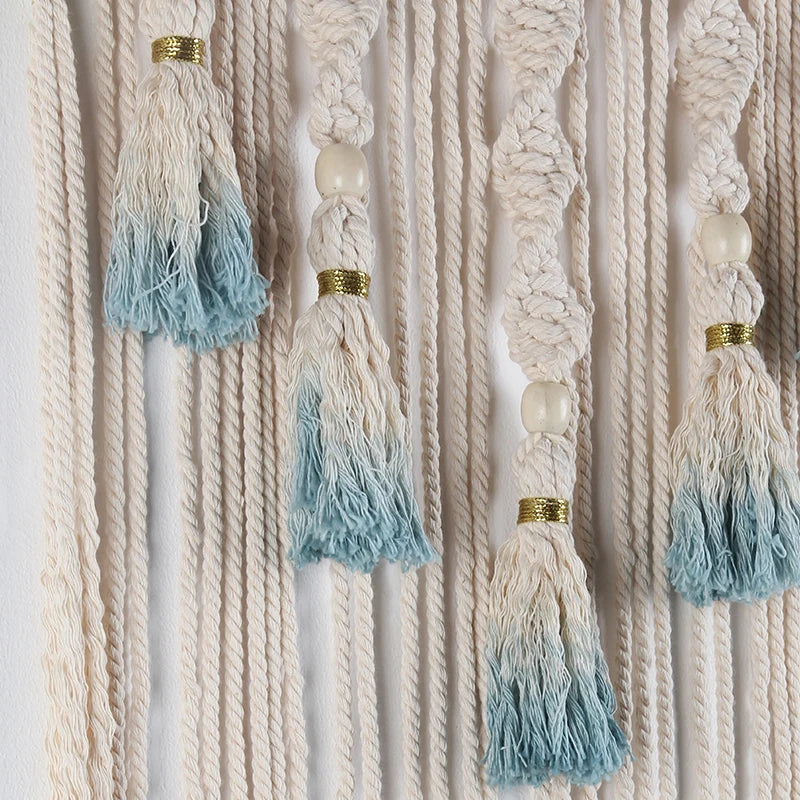 Large handmade Macramé Dream Catcher wall hanging by Cavira, featuring boho woven tapestry for bedroom or neutral wall decor.