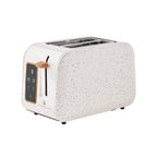 Digital Display 2-Slice Toaster – Modern Stainless Steel Kitchen Toaster Linen Speckle