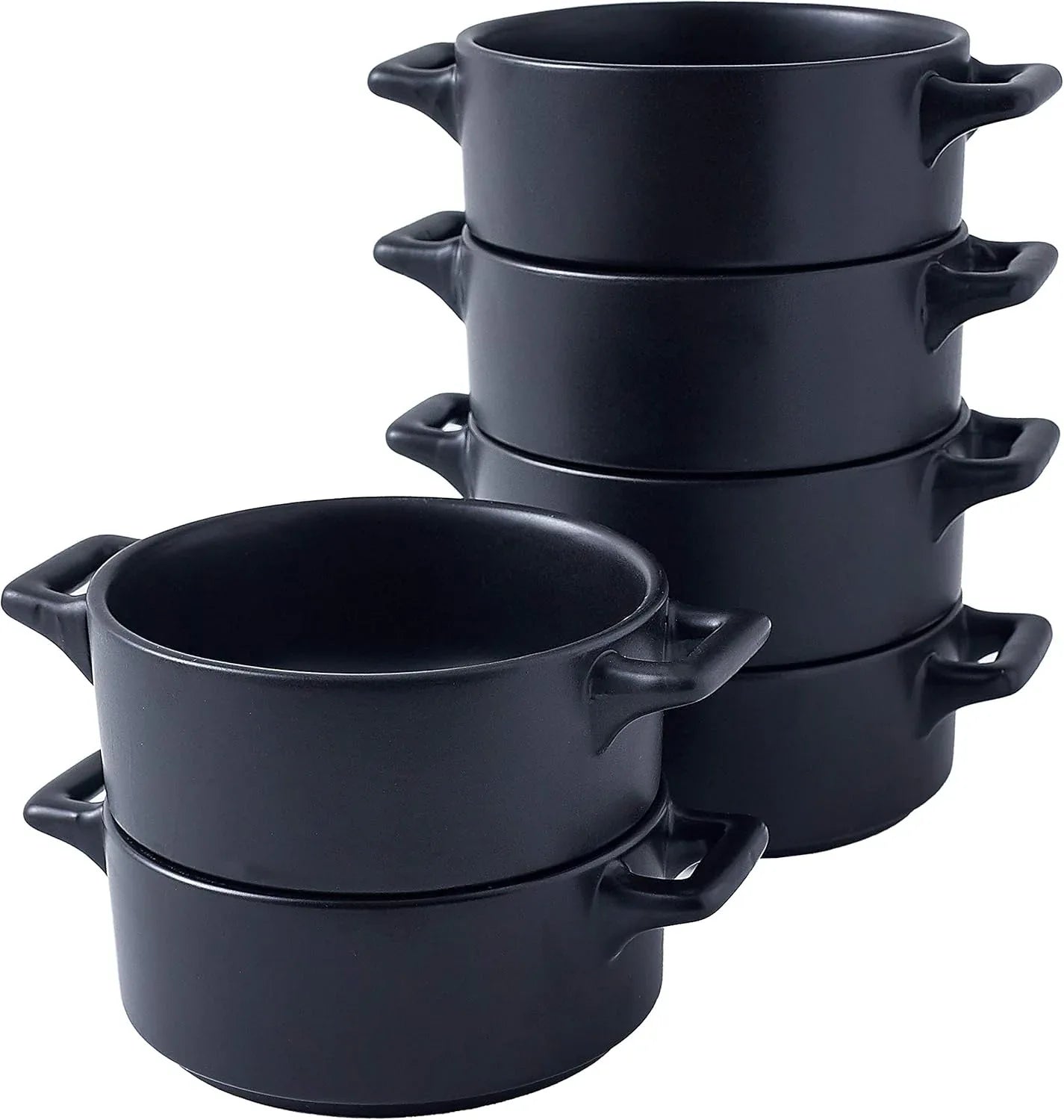 Ceramic Ramekins Set of 6 | Oven-Safe Porcelain Baking Bowls with Handles | Cavira