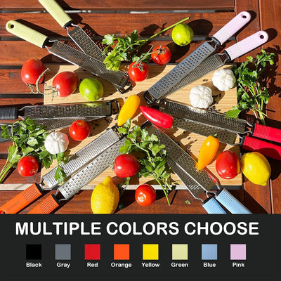 Ultimate Lemon Zester & Cheese Grater Set - Versatile Kitchen Tool for Citrus, Parmesan, Chocolate & More - Ergonomic Silicone Handle & Durable Stainless Steel Blades - Red (2 Piece Set)