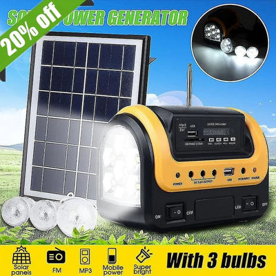 Solar Generator Portable with Solar Panel Solar Power Generators Portable Power Station with Bulb Rechargeable Power Supply - GG store