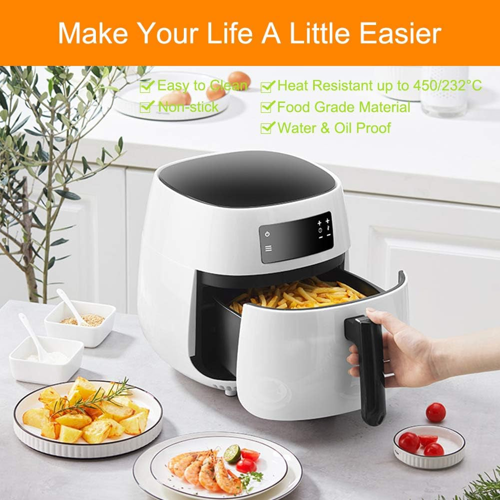 Premium Air Fryer Parchment Paper - 200 Pack, 8.5" Square Liners for Effortless Cooking & Easy Cleanup