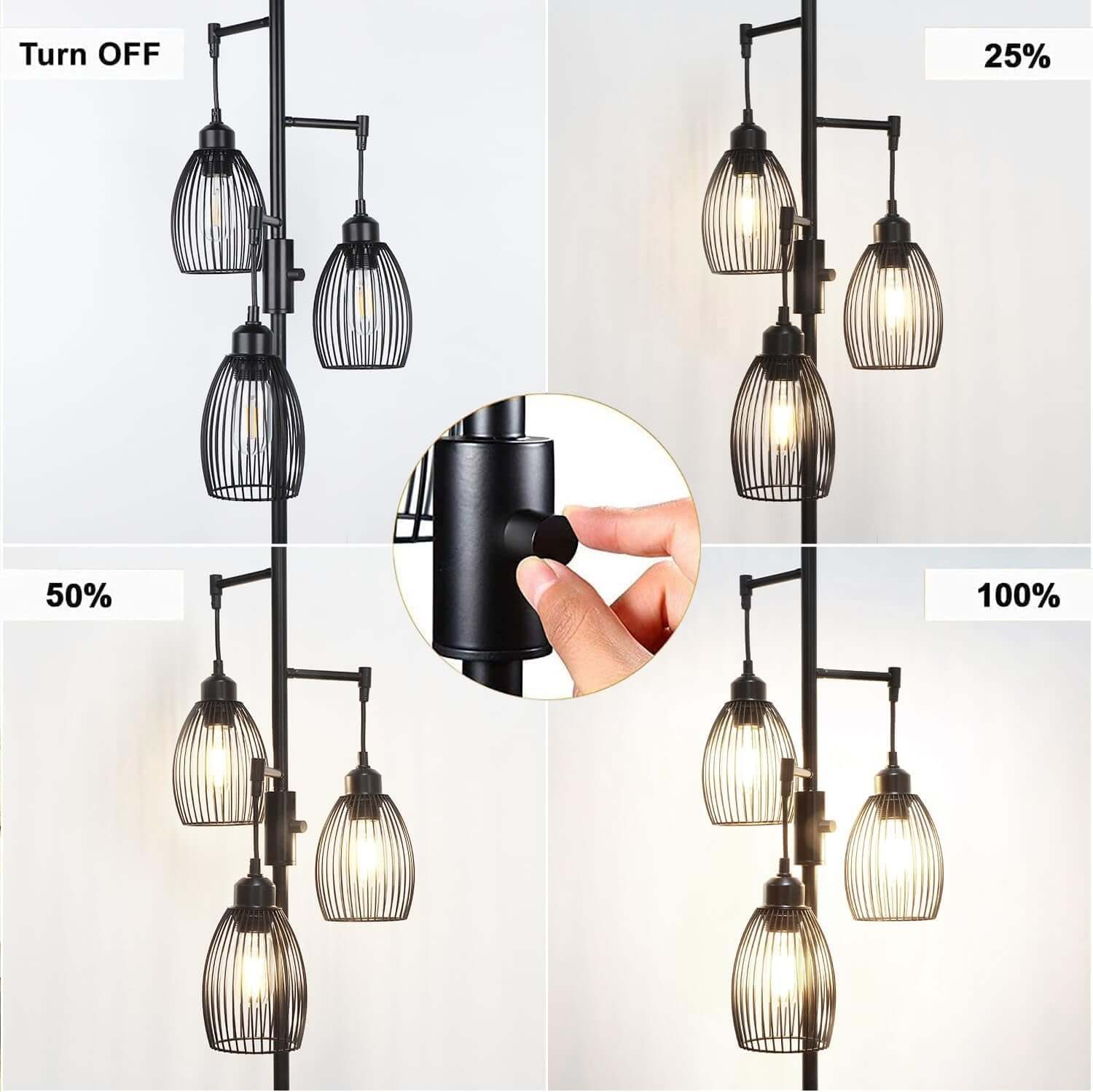 Rustic Industrial Dimmable Floor Lamp – Living Room Accent Lighting