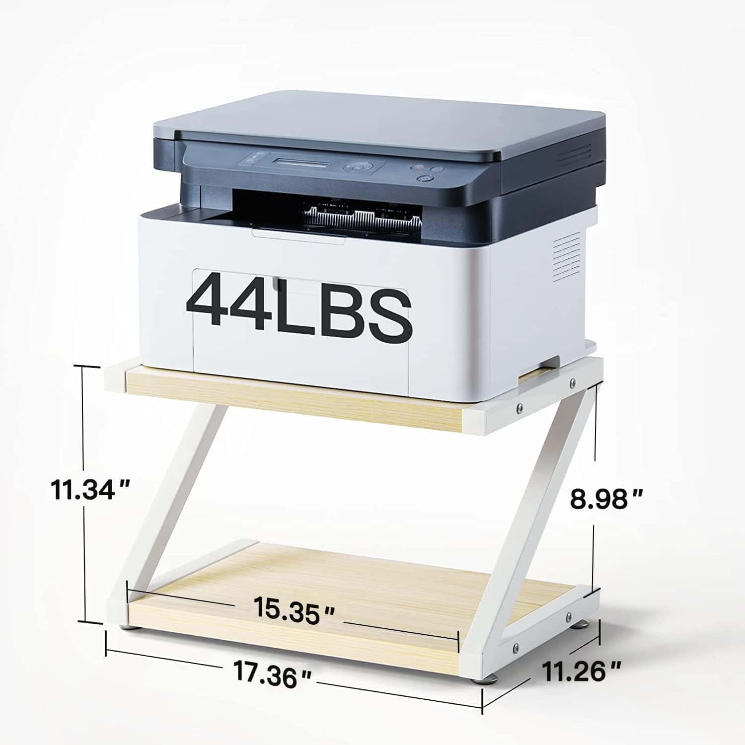 Desktop Printer Stand with Storage Shelf – 2-Tier Heavy Duty Office Organizer Rack for Printer, Scanner & Desk Storage