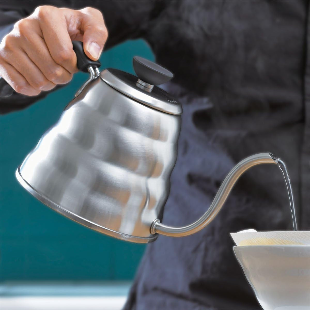 V60 Buono Gooseneck Drip Kettle – 1200ml Silver Elegant Design for Perfect Pour-over Coffee