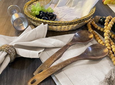 Luxurious Linen Flax Cotton Dinner Napkins Set of 12 – 18x18 Natural Fabric with Elegant Hemstitched Mitered Corners – Perfect for Weddings, Cocktails & Parties – Machine Washable