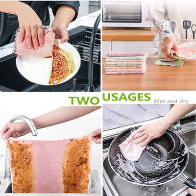 10 Pack Microfiber Cleaning Cloths - Double Sided Reusable Lint Free Towels for Degreasing Kitchen and Car Cleaning - GG store