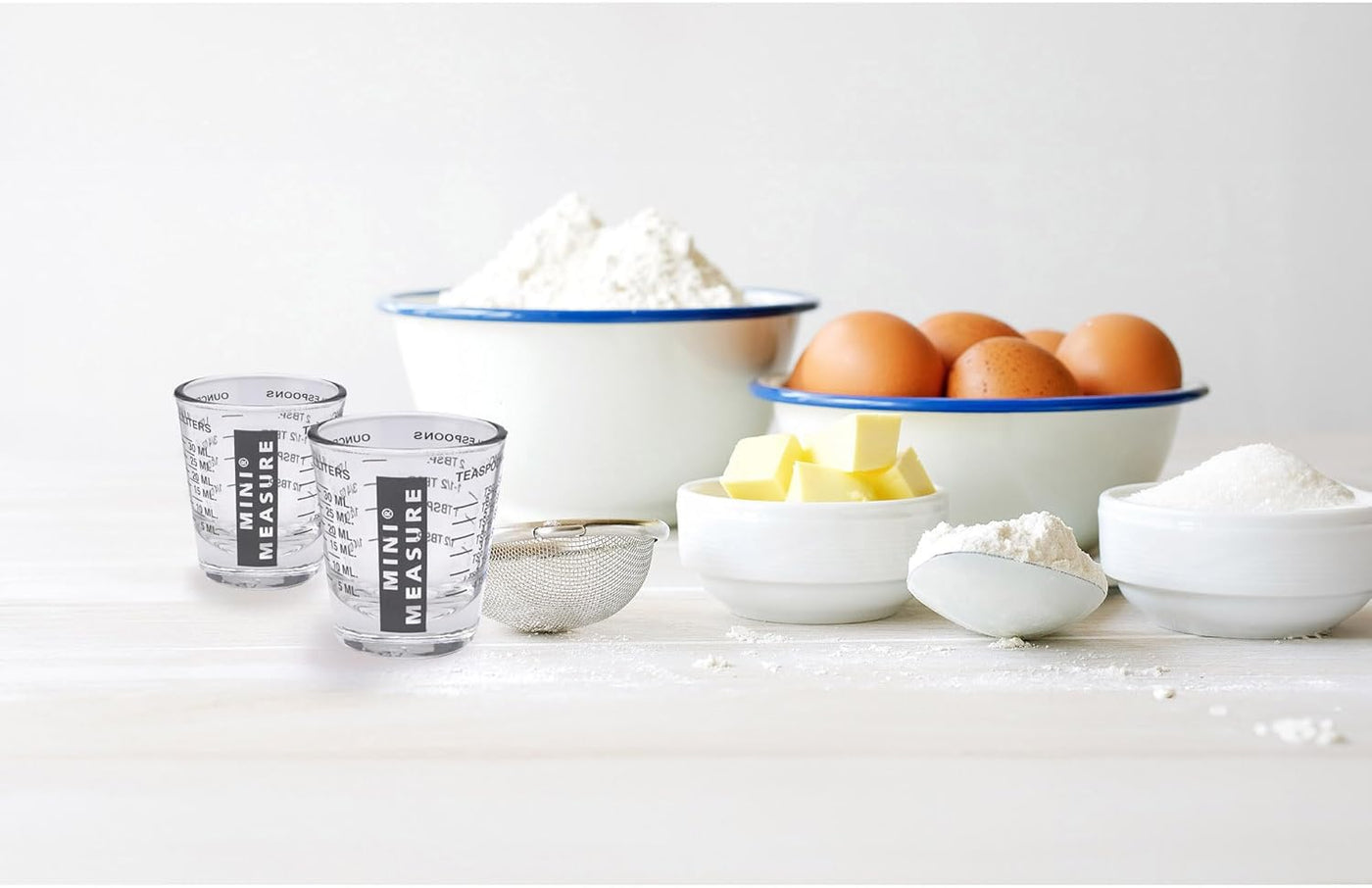 Set of 2 Mini Measure Heavy-Duty Shot Glasses - 20 Incremental Measurements for Liquids and Dry Ingredients