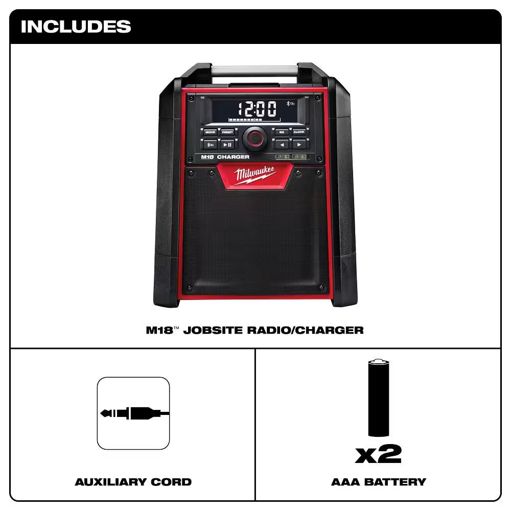 M18 Cordless Jobsite Radio & Charger - Powerful Sound & Convenient Charging