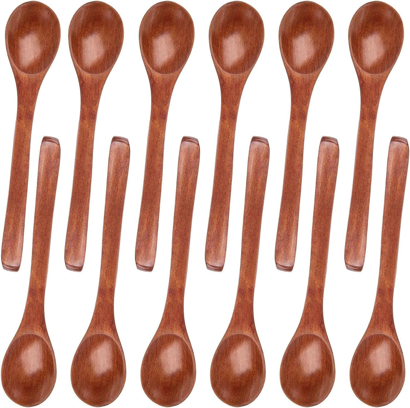 12PCS Dark Brown Mini Wooden Spoons - 5" Honey Spoons for Tea, Coffee, Jam, Sugar, Spices & More