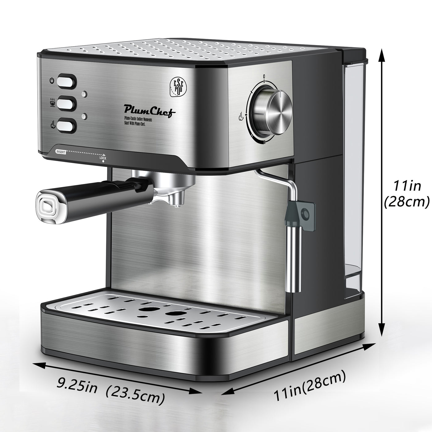20 Bar Professional Espresso Machine With Milk Frother, Single & Double Shot, ESE Pod Compatible, Visual Display Of Pressure, Removable Water Tank For Cappuccino, Latte, Machiato For Home Barista