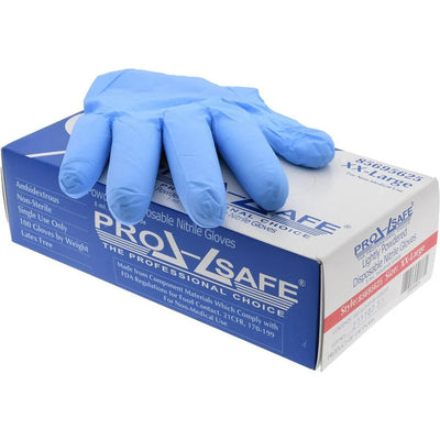 100 Pack XXL Powdered Blue Nitrile Gloves - 5 Mil Heavy Duty Industrial Strength