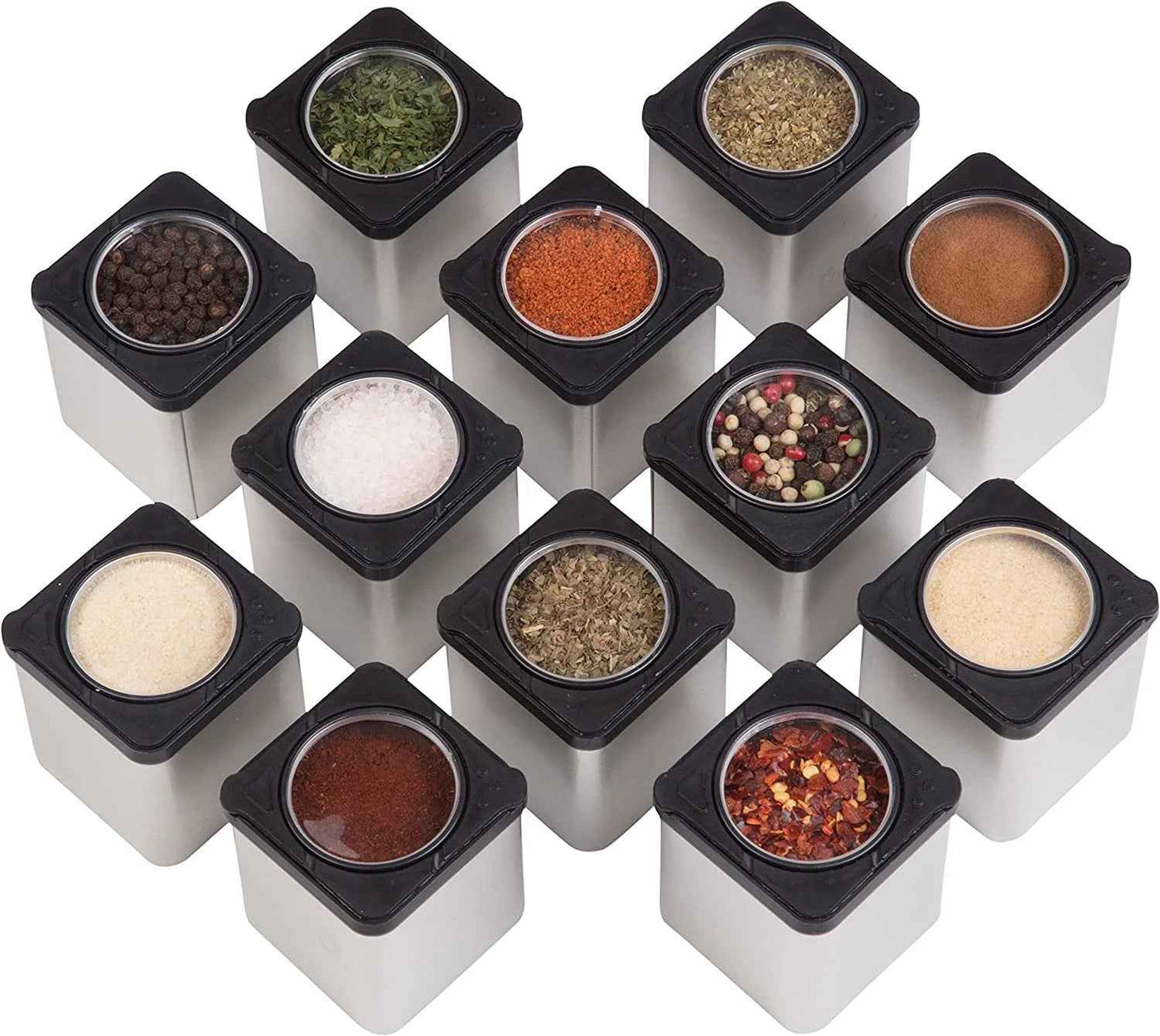 Magnetic Spice Jars Clear Metal Spice Food Storage Jars & Containers (12 Count) - GG store