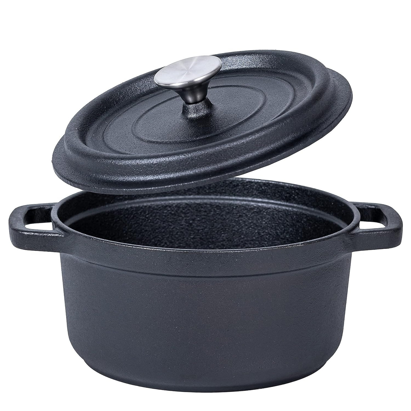 5.2 Quart Pre-Seasoned Cast Iron Dutch Oven with Lid - Versatile Skillet for Casseroles & Braising - Induction Compatible