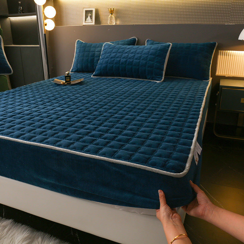 Fleece-lined Milk Fiber Quilted Fitted Sheet Single Winter Thickened