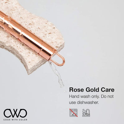 Stylish Stainless Steel Silicone Tipped Tongs Set - 9” & 12” - Perfect for Non-Stick Cookware, BBQ & Cooking - BPA Free, Sturdy, Locking Design in Rose Gold & Gray