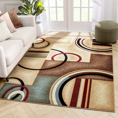 Barclay Arcs & Shapes Ivory Geometric Area Rug 5'3" x 7'3" for Modern Living Room Design - GG store